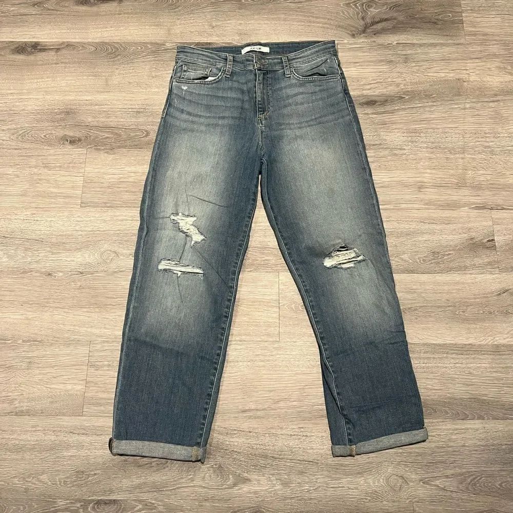 Joes Jeans Distressed Mid Rise Cropped Rolled Jeans